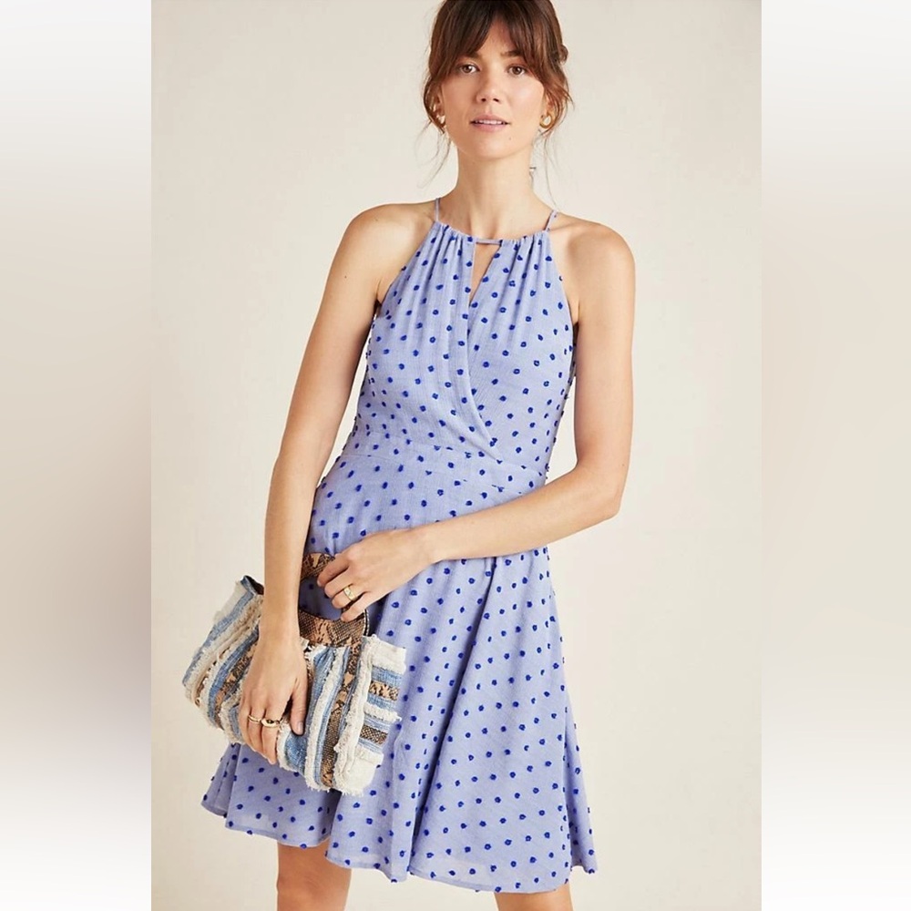Women’s Halter Polka Dot Sundress in Light Blue